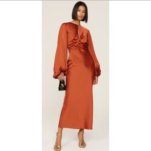 Significant Other Demi Backless Long-Sleeve Column Gown Dress